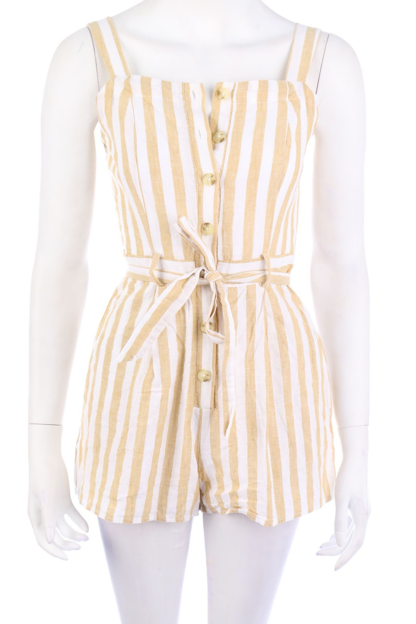 EDITED - Streifen-Playsuit aus Leinen-Mix - D 36