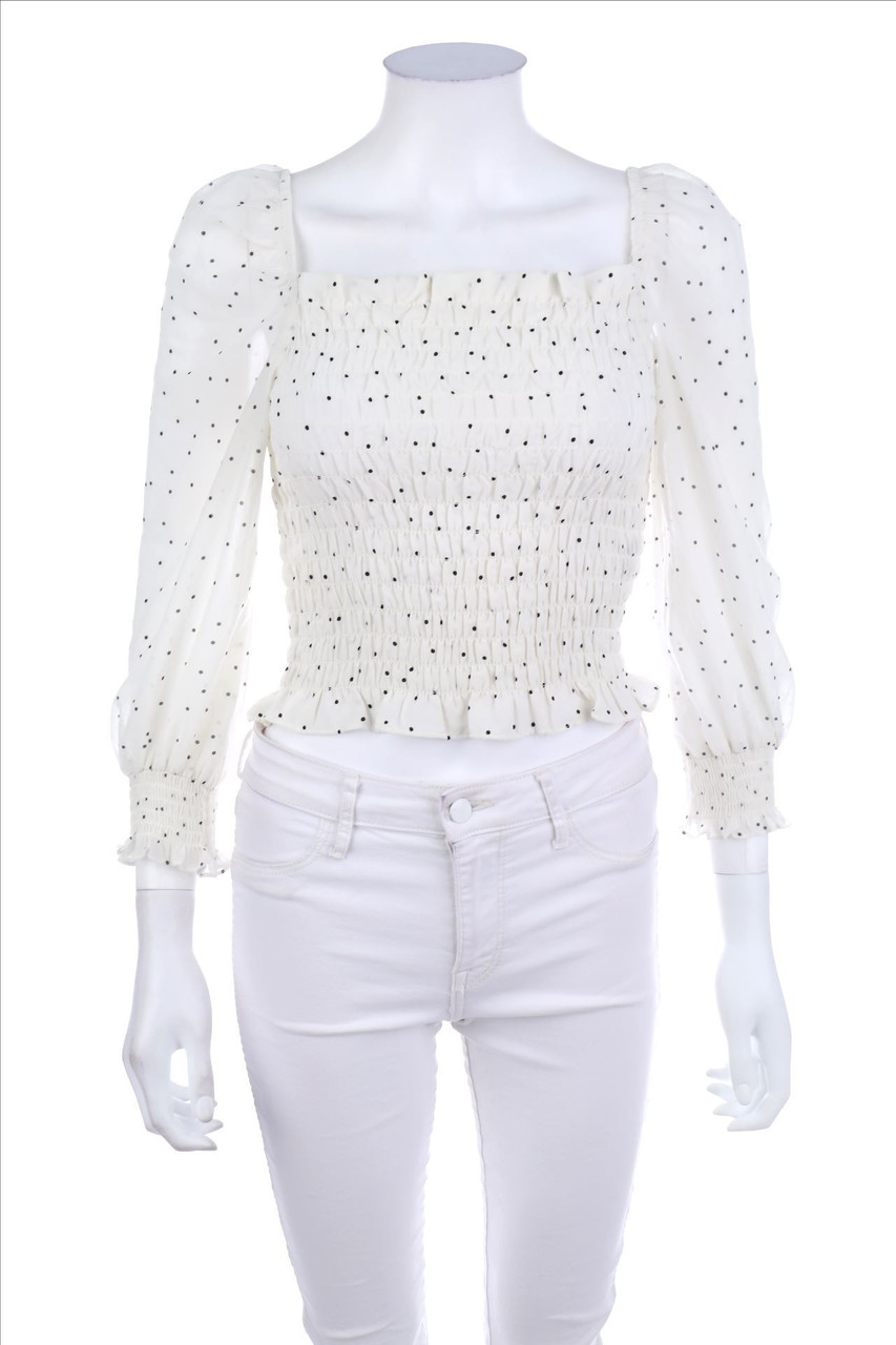 H&M DIVIDED - Polka Dot-Bluse mit Smok-Details - D 30