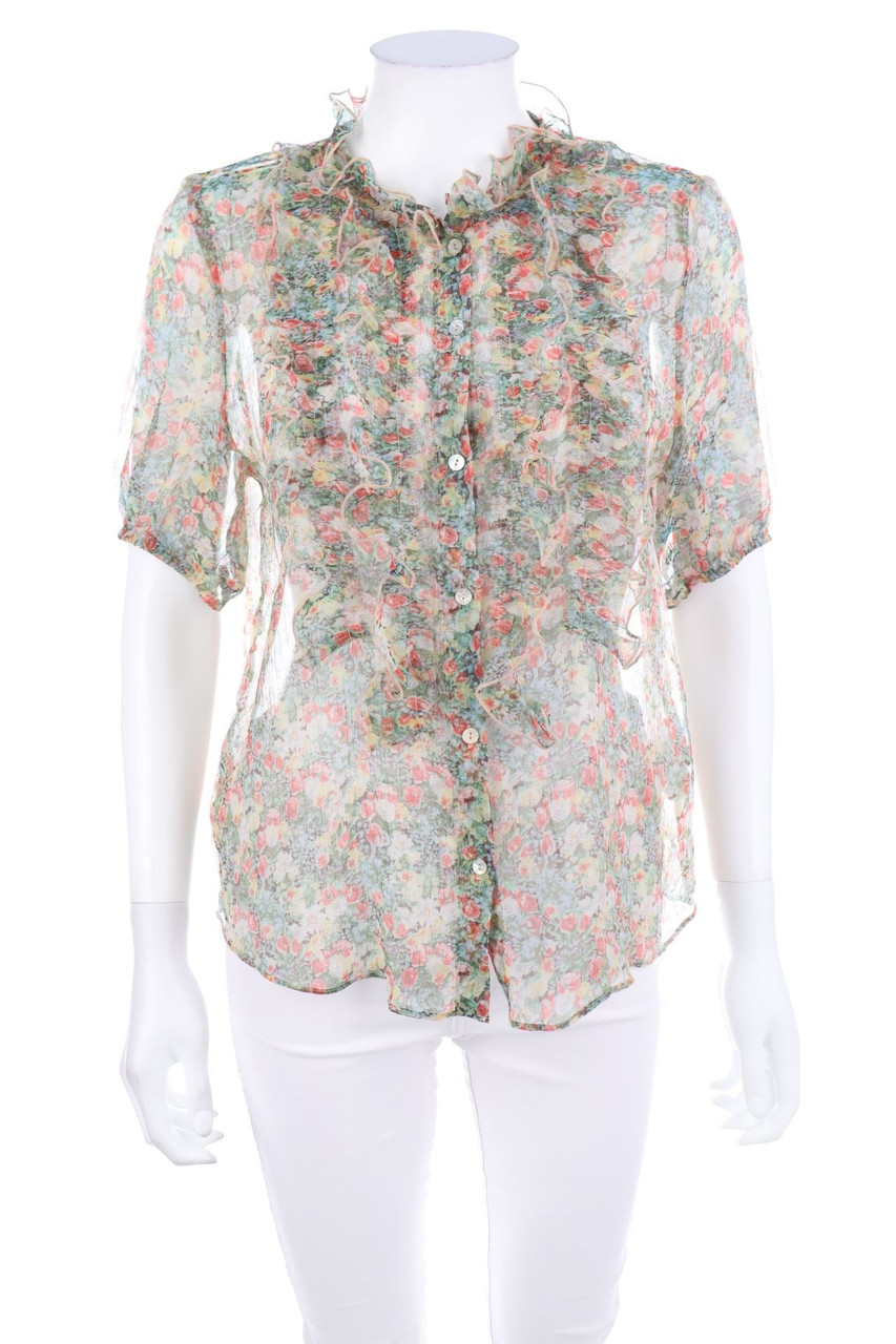 ZARA - Kurzarm-Bluse mit Blumen-Print - S
