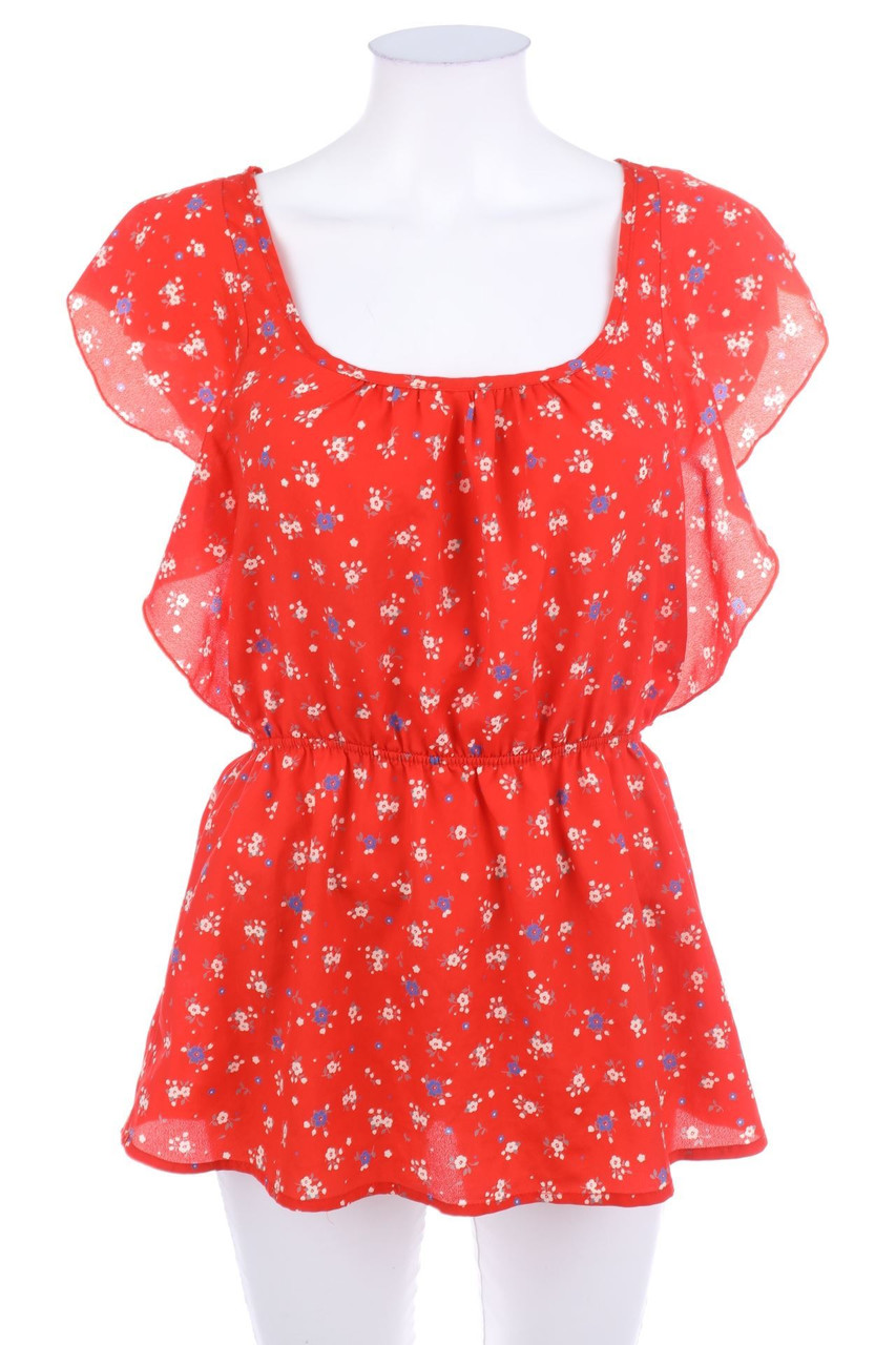 Blue Sketch - Kurzarm-Bluse mit floralem Muster - M