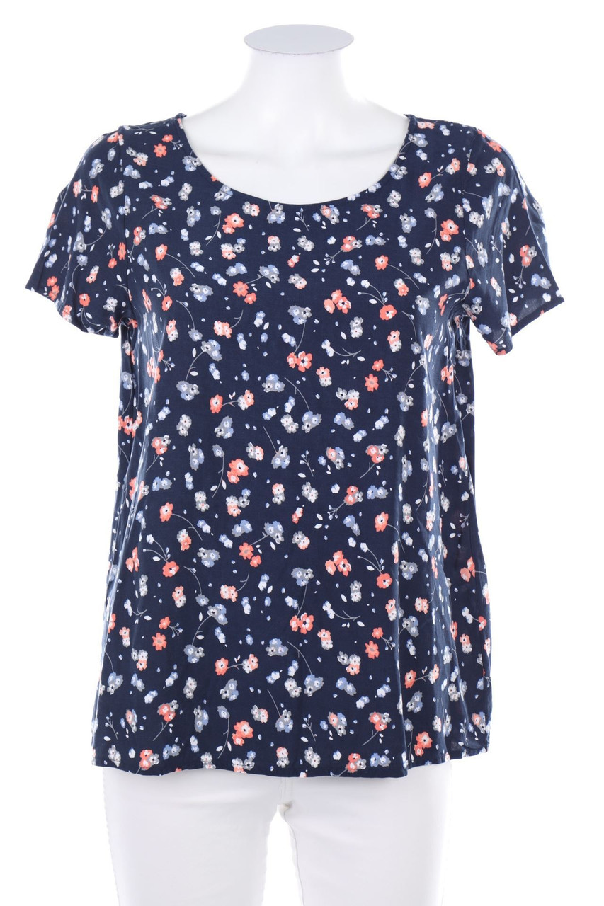 Ohne Label - Kurzarm-Bluse mit Blumen-Print - M