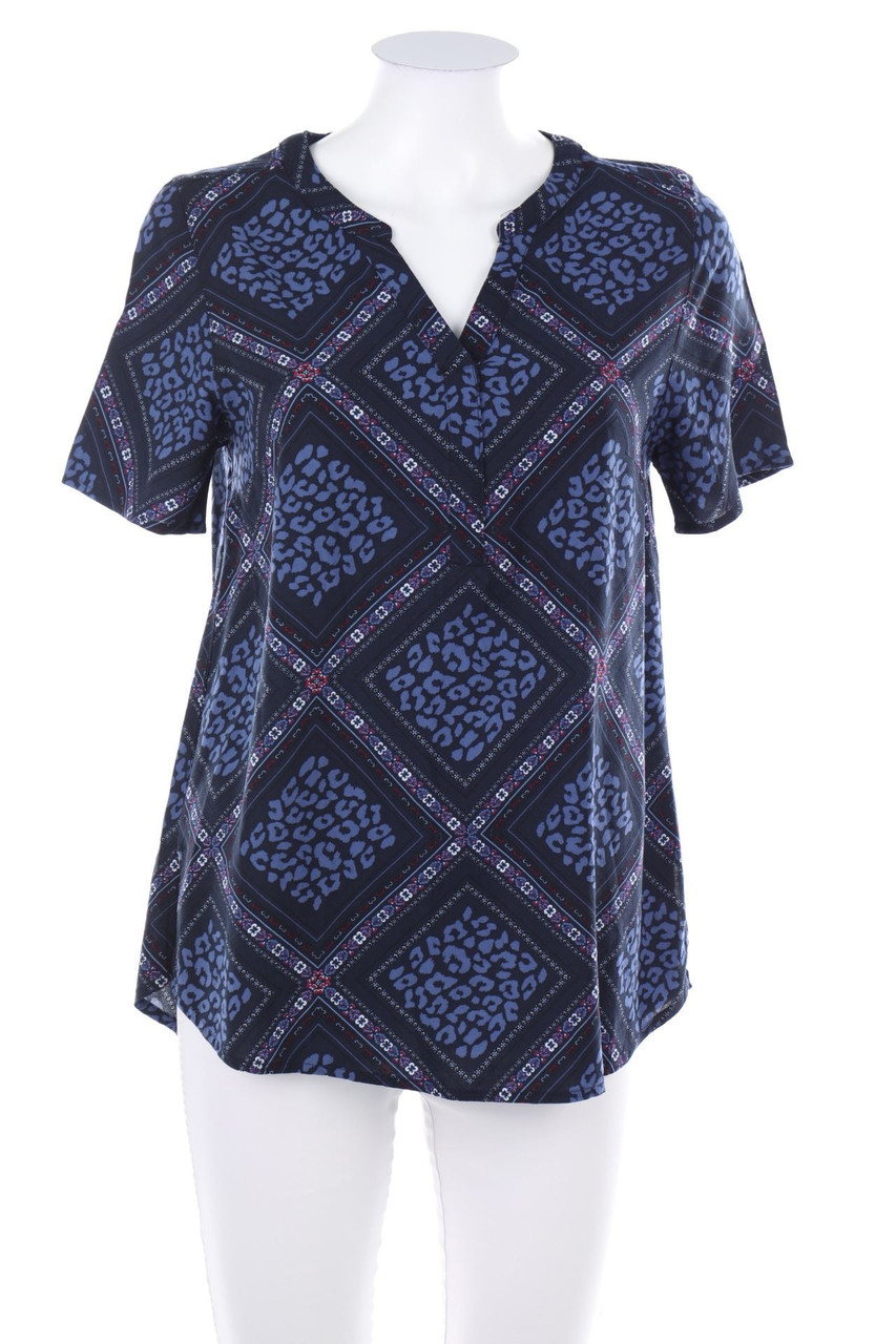 Ohne Label - Kurzarm-Bluse mit Print - M