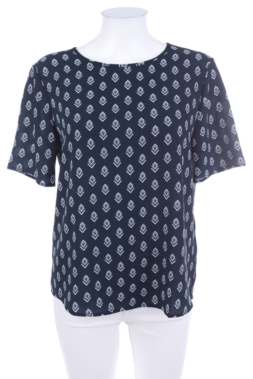 JAQUELINE DE YOUNG - Kurzarm-Bluse mit geometrischem Muster - D 36