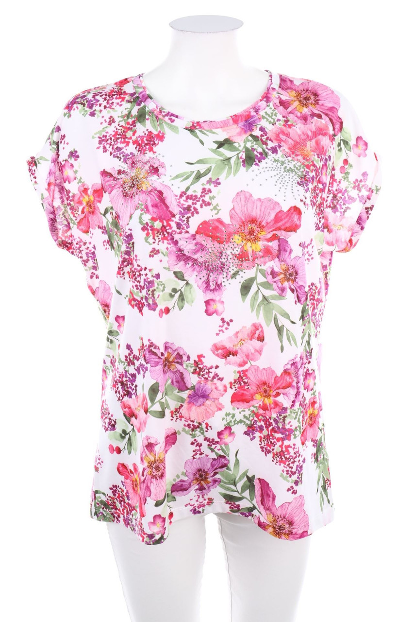 Malva - Kurzarm-Shirt mit Blumen-Print - M