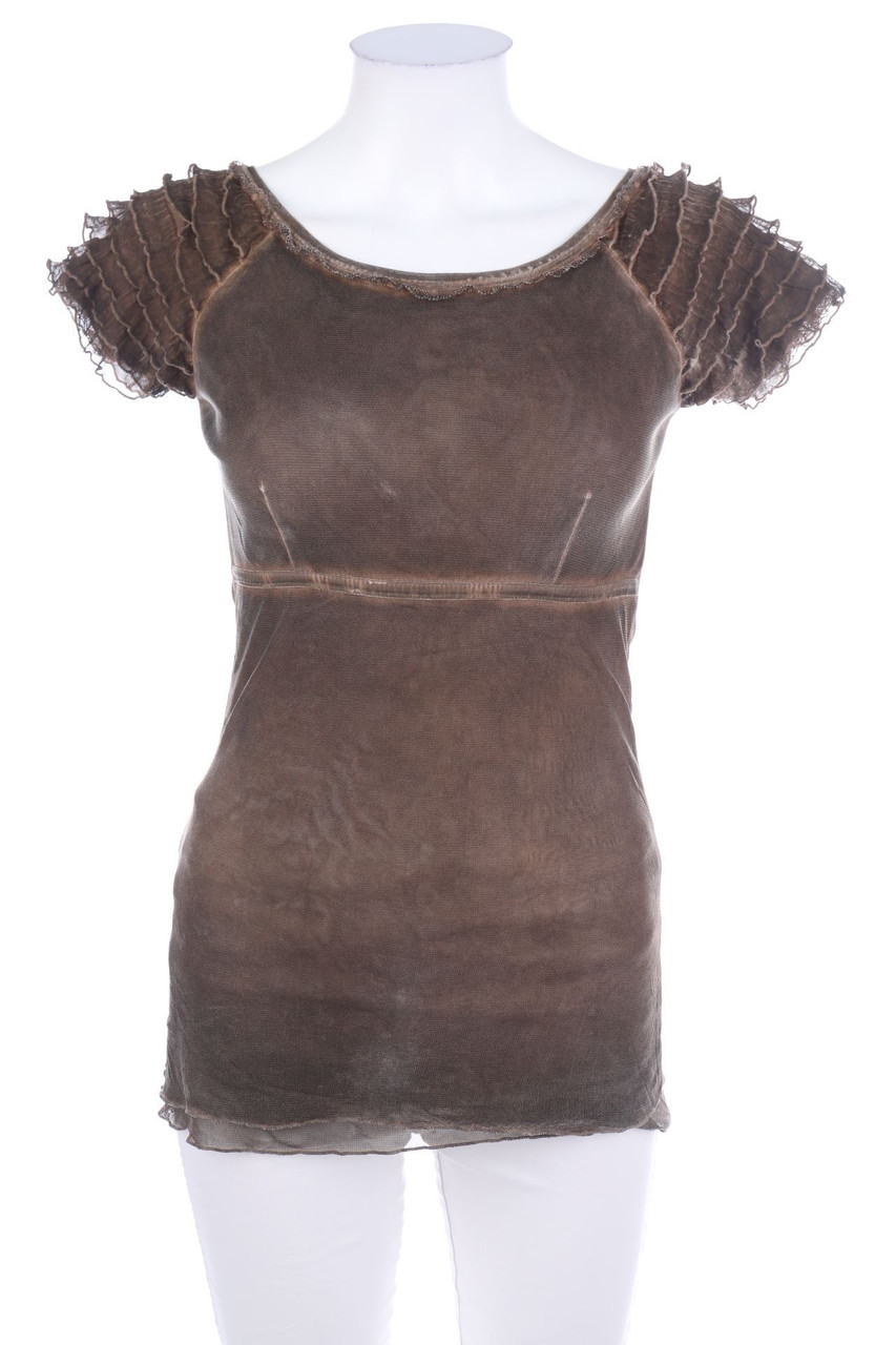 SECONDHAND - Kurzarm-Bluse mit Volants - XS