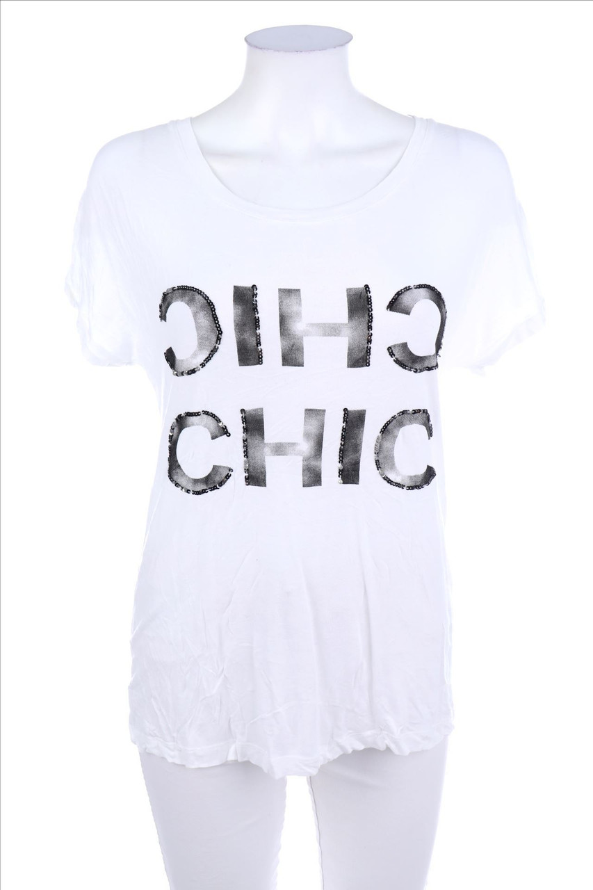 VILA - Kurzarm-Shirt mit Pailletten - M