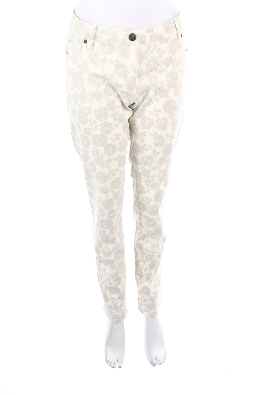 Ohne Label - Straight Cut Jeans mit Blumen-Print - D 44