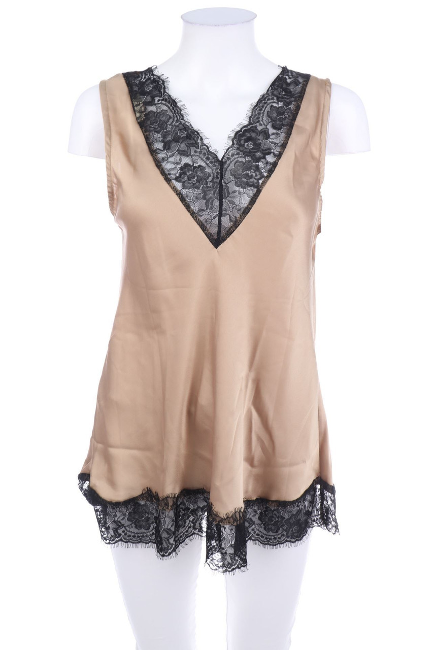 Susy Mix - Satin-Blusentop mit Spitze - M