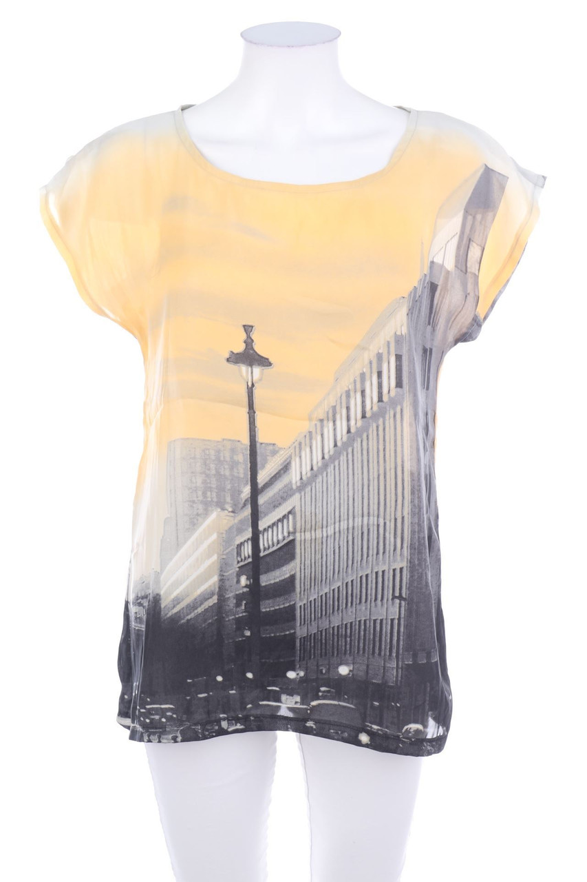 promod - Kurzarm-Bluse mit Print - D 36