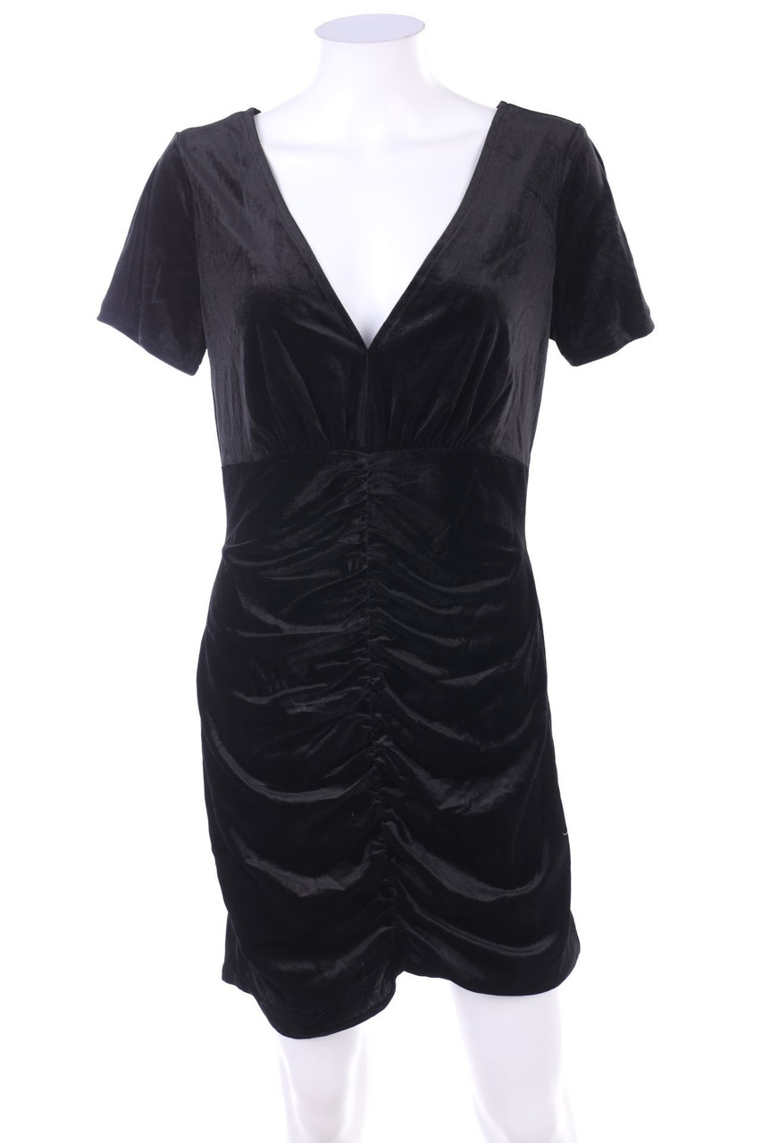 SHEIN - Samt-Minikleid mit Raffungen - L