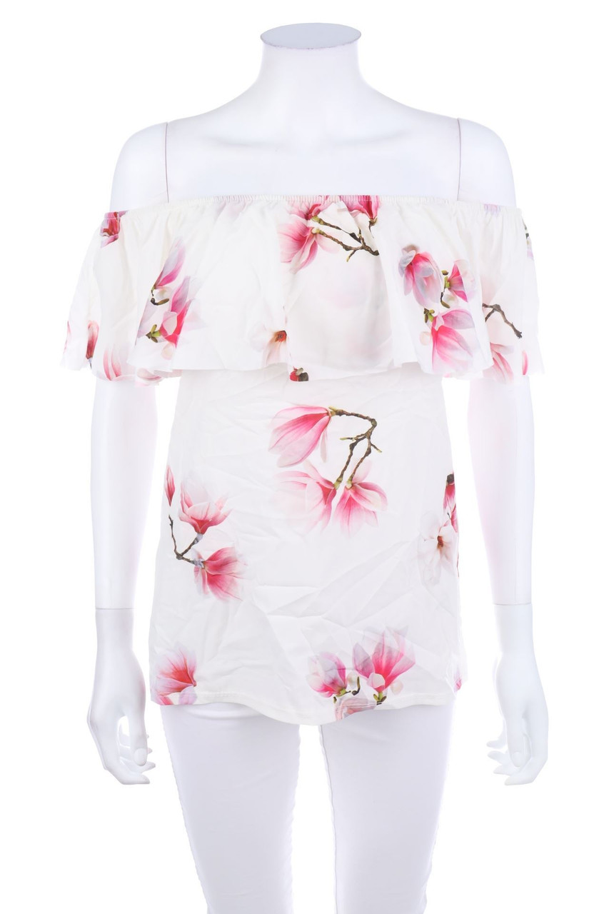 PITTARELLO - Carmen-Bluse mit Blumen-Print mit Volants - S