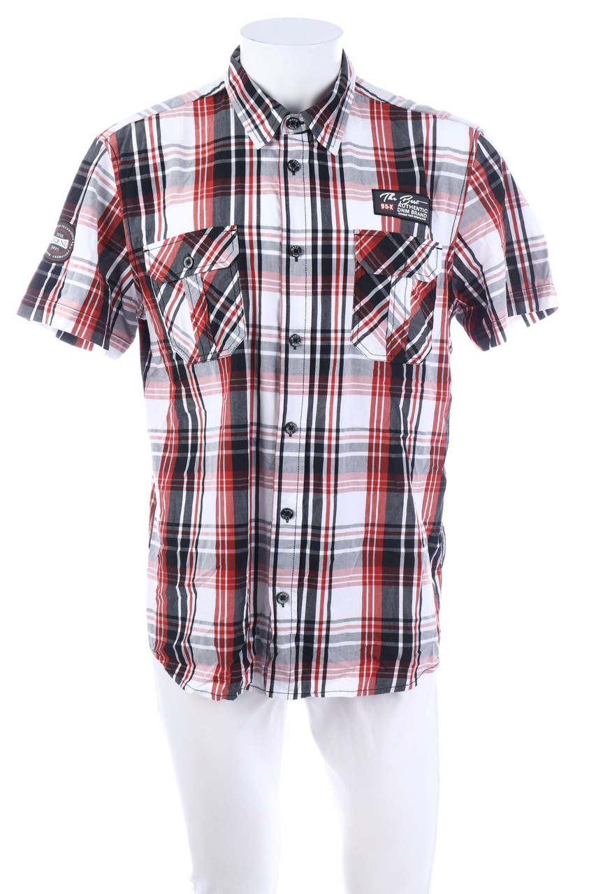 SECONDHAND - Kurzarm-Hemd mit Karo-Muster - L
