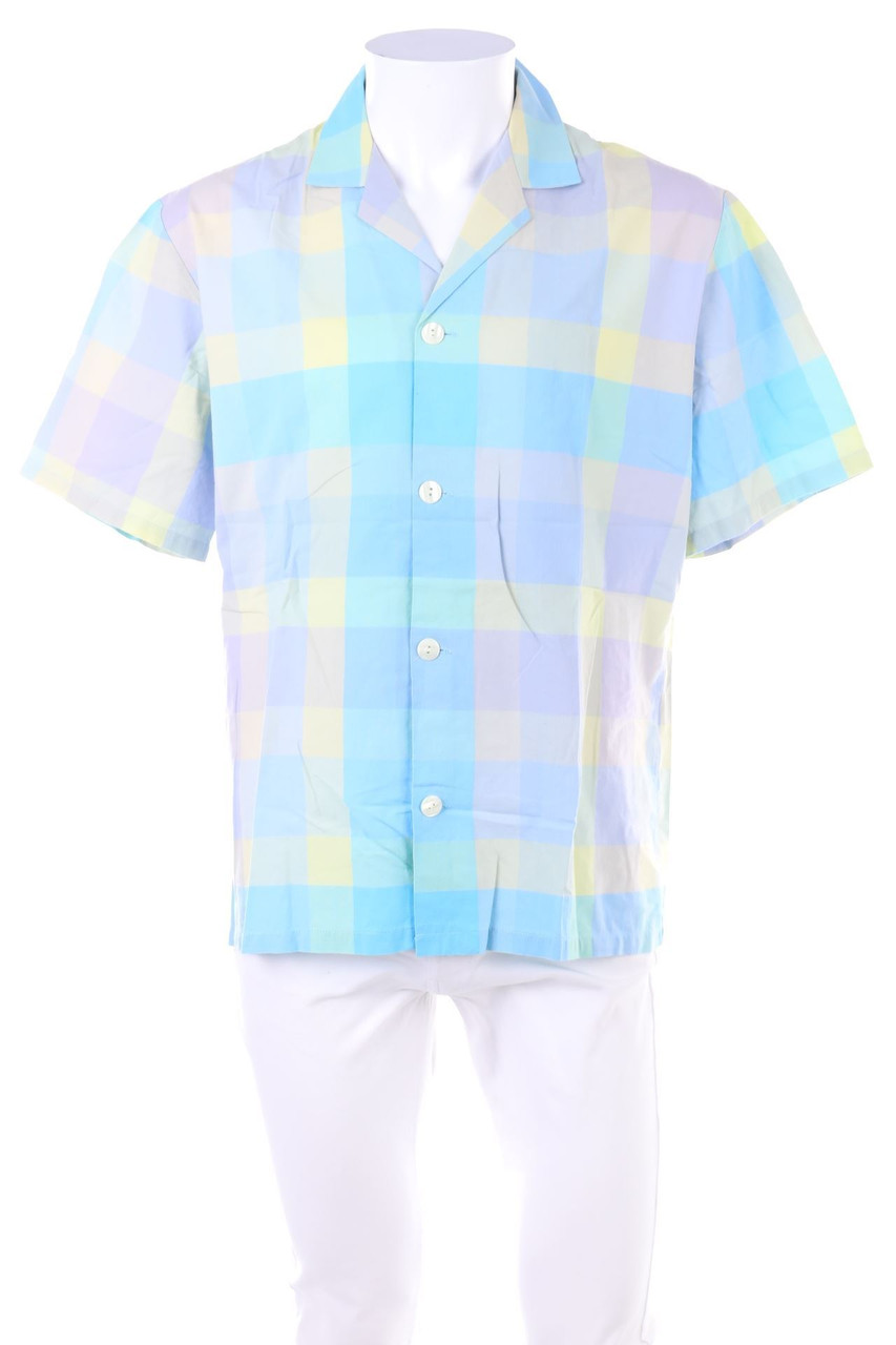 VINTAGE - Vintage-Karo-Kurzarm-Hemd aus Baumwoll-Mix - M