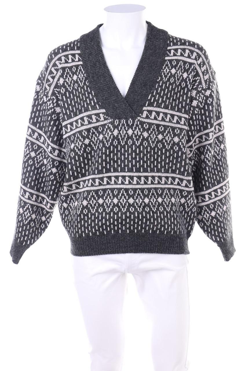 DriverJeans - Vintage-V-Neck-Pullover mit Muster - M