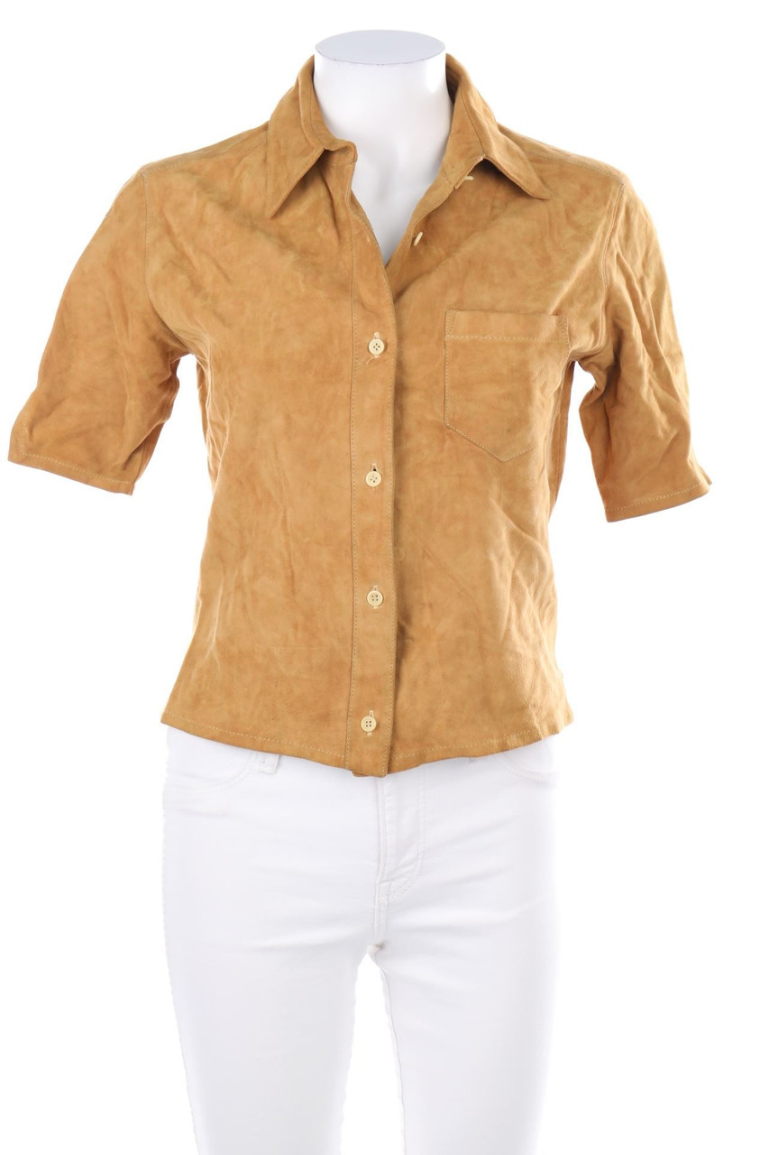 Façonnable - Leder-Hemd-Bluse mit kurzem Ärmel - XS