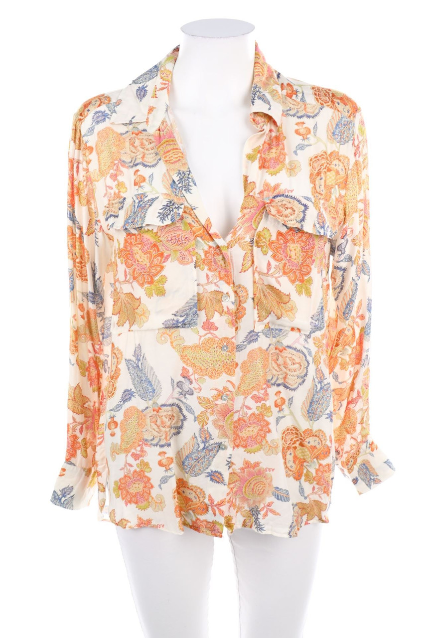 ZARA WOMAN - Print-Hemd-Bluse mit Roll-up-Manschette - S