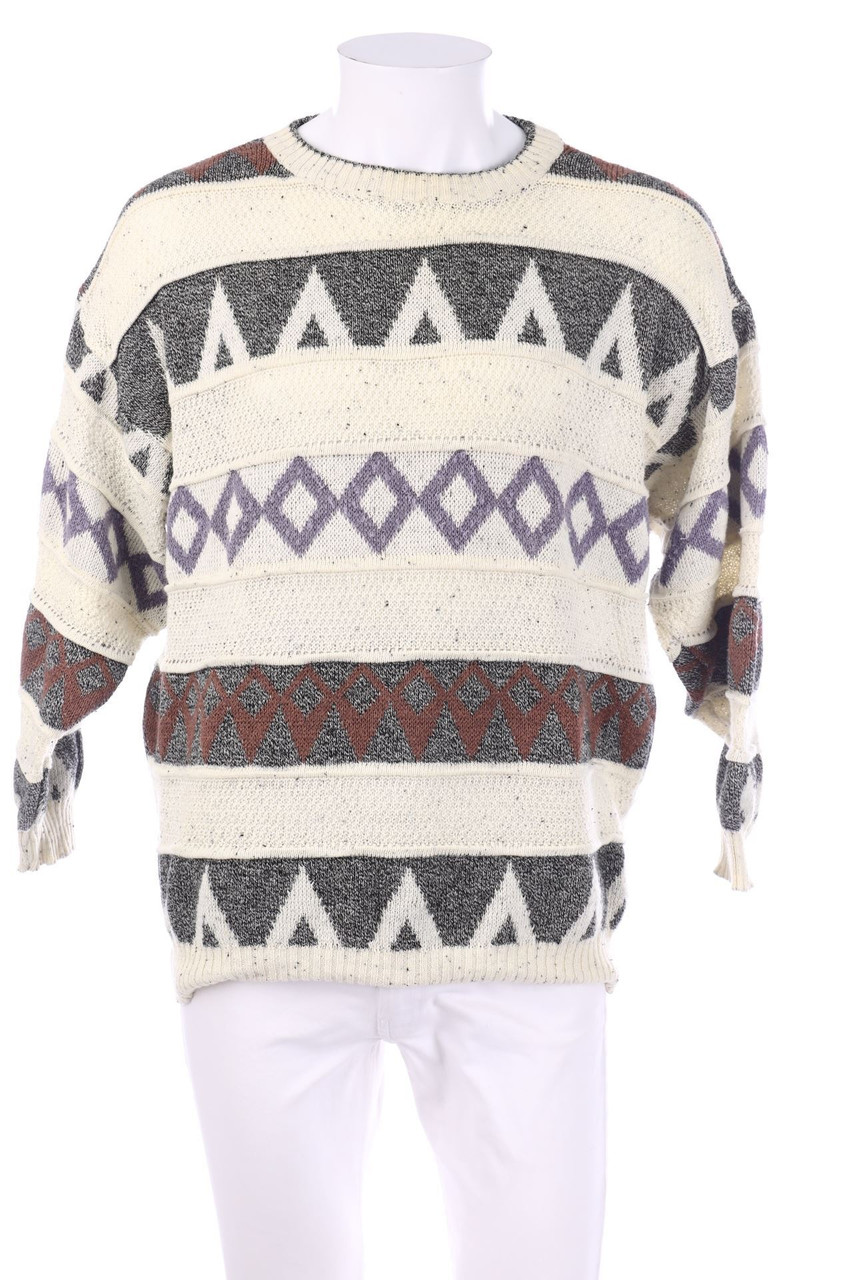 VINTAGE - Muster-Strick-Pullover aus Baumwoll-Mix - D 52