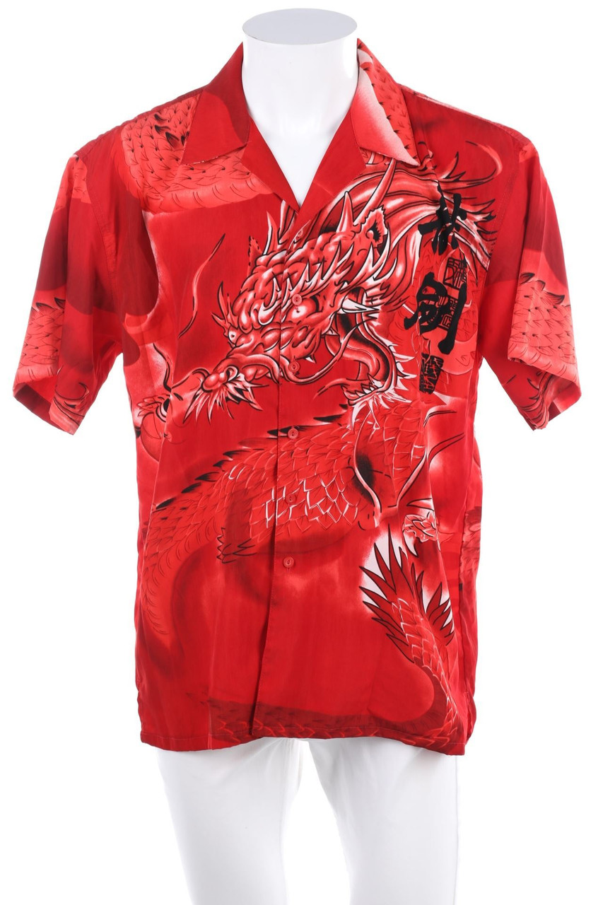 VINTAGE - Kurzarm-Hemd mit Print - M