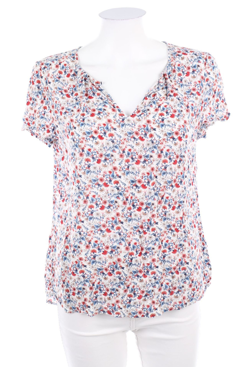 ESPRIT - Kurzarm-Bluse mit Blumen-Print - D 38