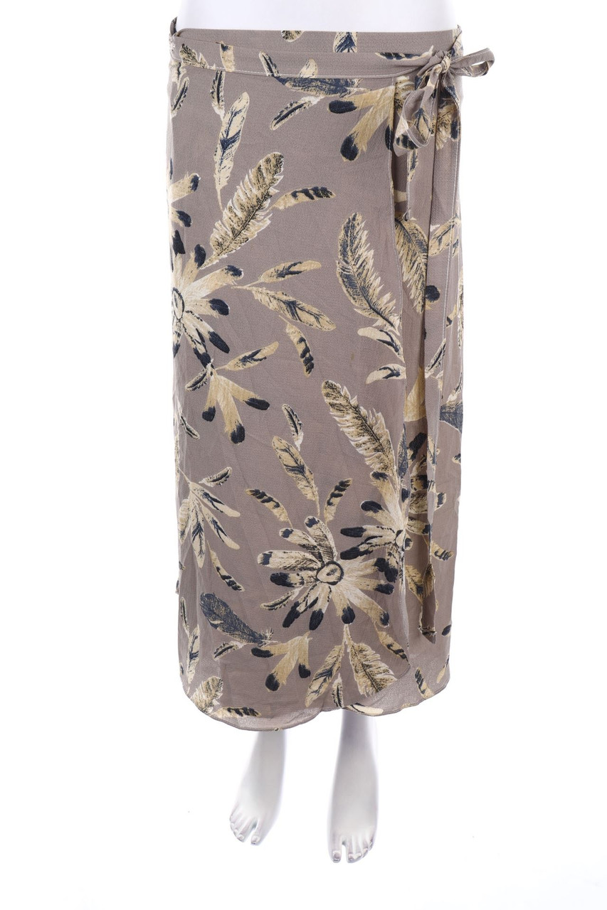 Ohne Label - Wickel-Midirock mit Print - S