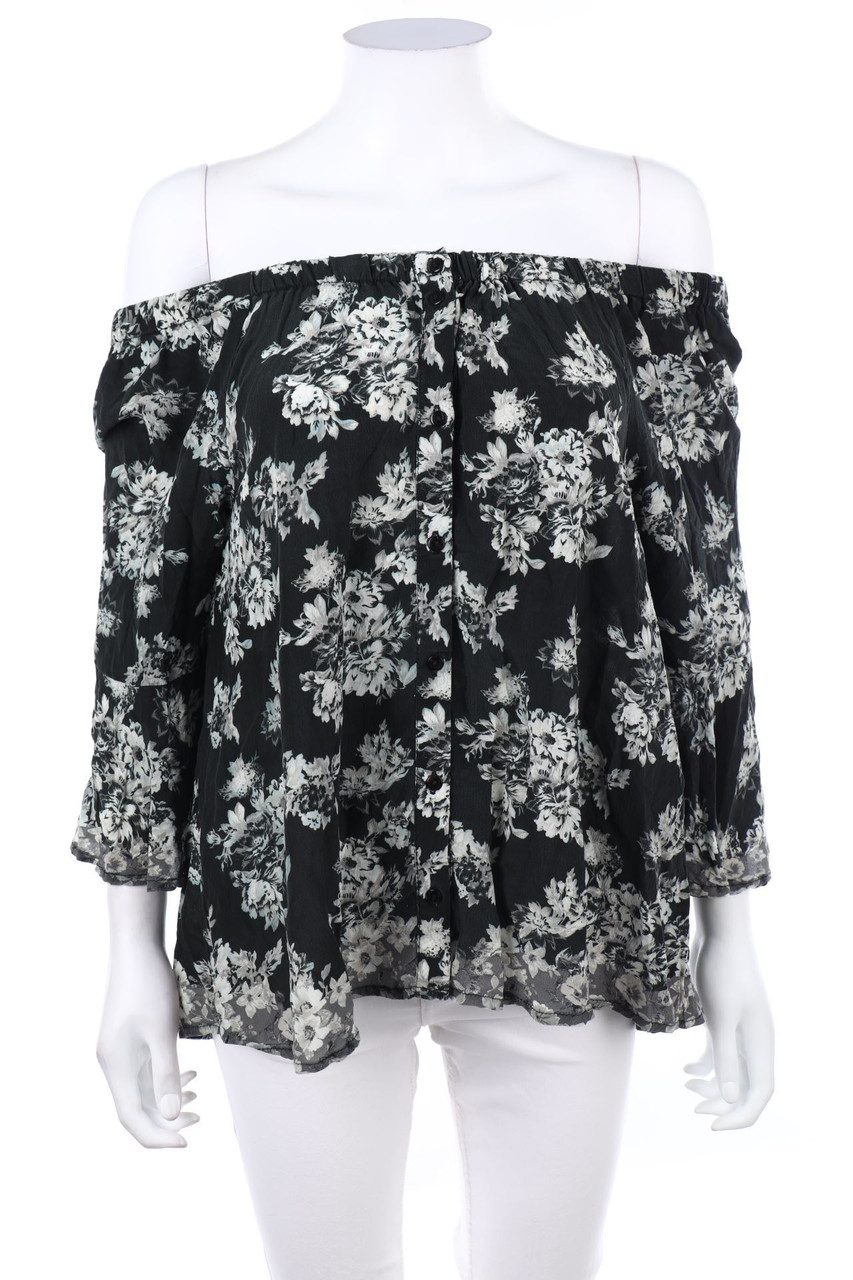 Tolani - Carmen-Bluse aus Seide - S