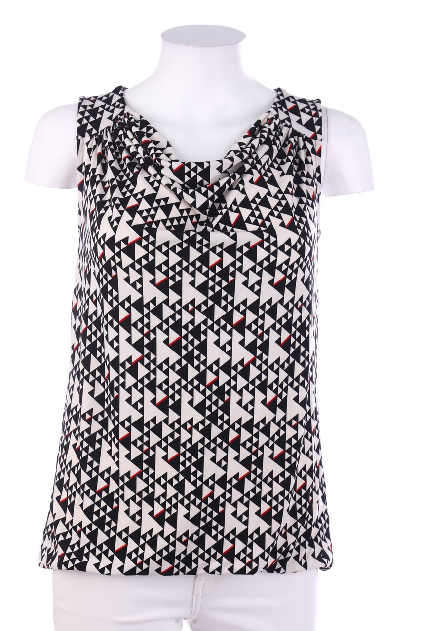 Ohne Label - Print-Top mit Wasserfall-Ausschnitt - M
