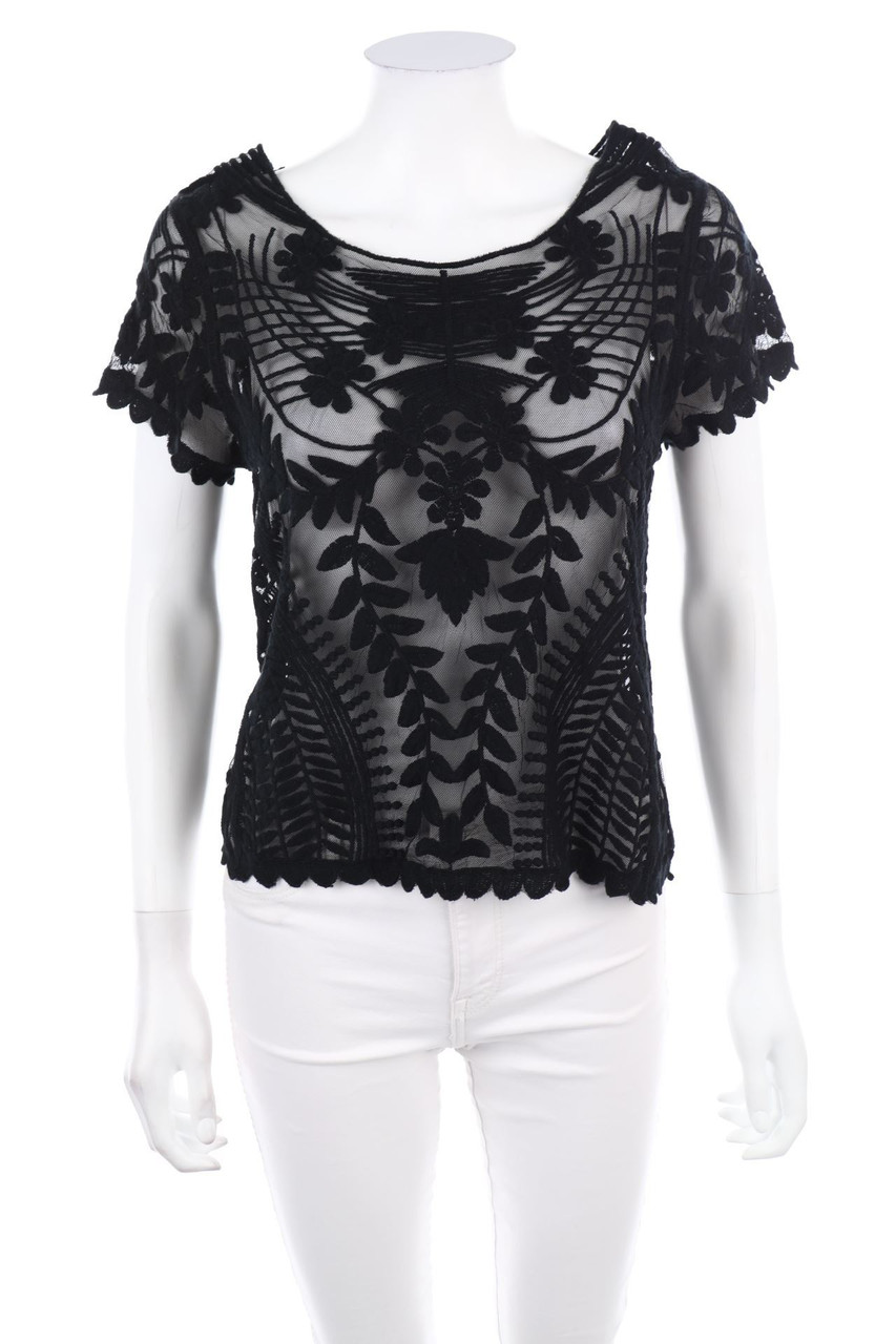 EXPRESS - Spitzen-Kurzarm-Shirt - S