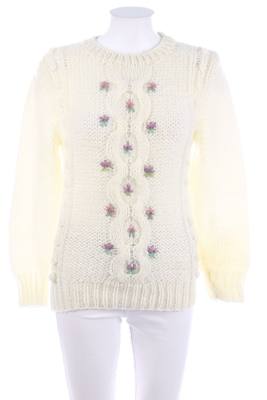 VINTAGE - Strick-Pullover mit Stickereien - D 42-44