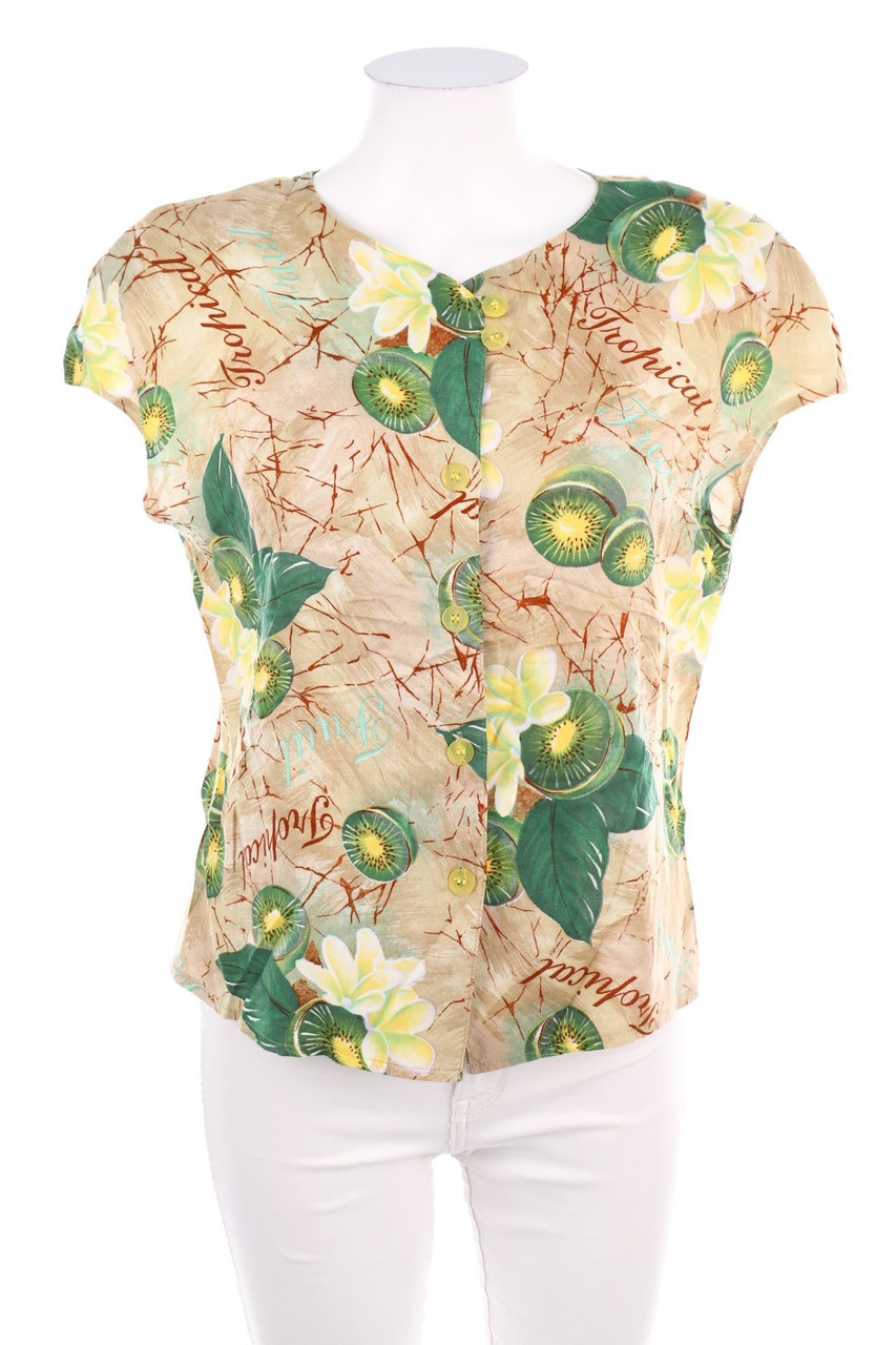 L1 - Kurzarm-Bluse mit Print - D 38