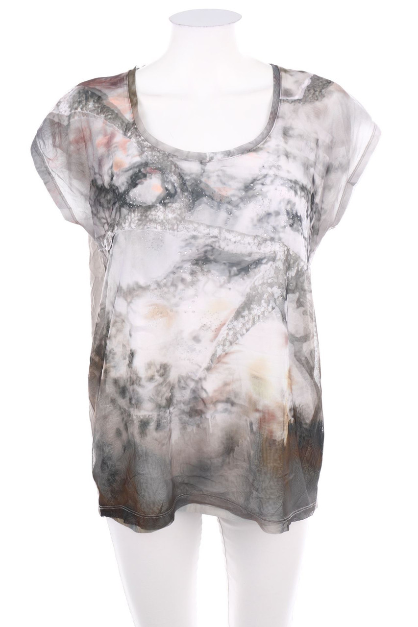 TAIFUN - Kurzarm-Shirt mit Strass-Steinen - D 42