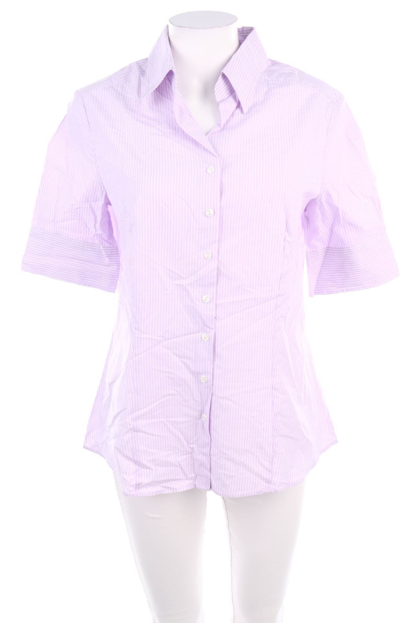 Ohne Label - Streifen-Hemd-Bluse mit kurzem Ärmel - D 40