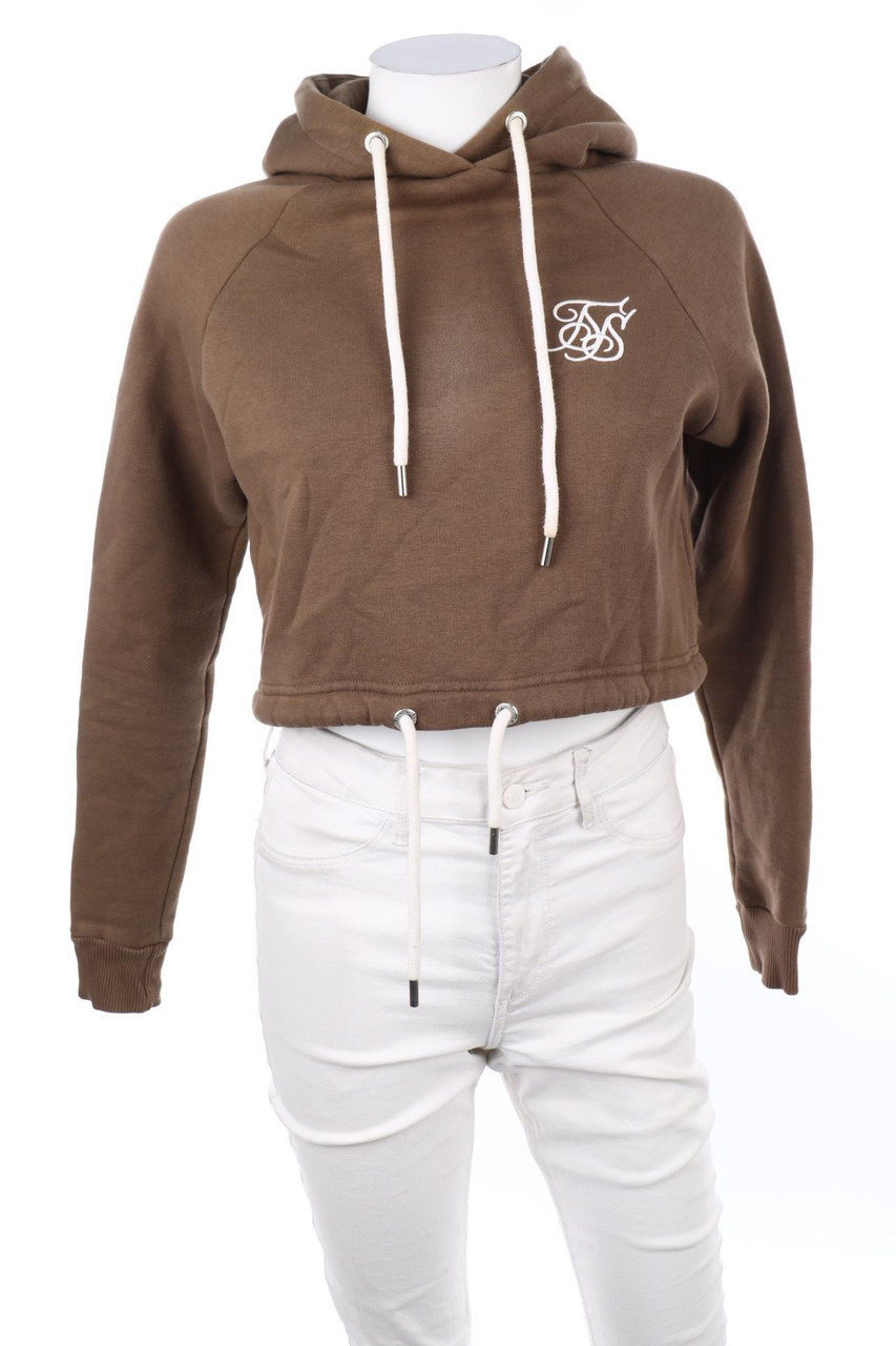 SIKSILK - Cropped-Kapuzen-Pullover mit Logo-Stickerei - D 34