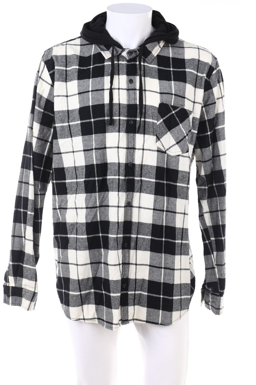 COTTON ON - kariertes Hemd im Layer Look mit Kapuze - XXL