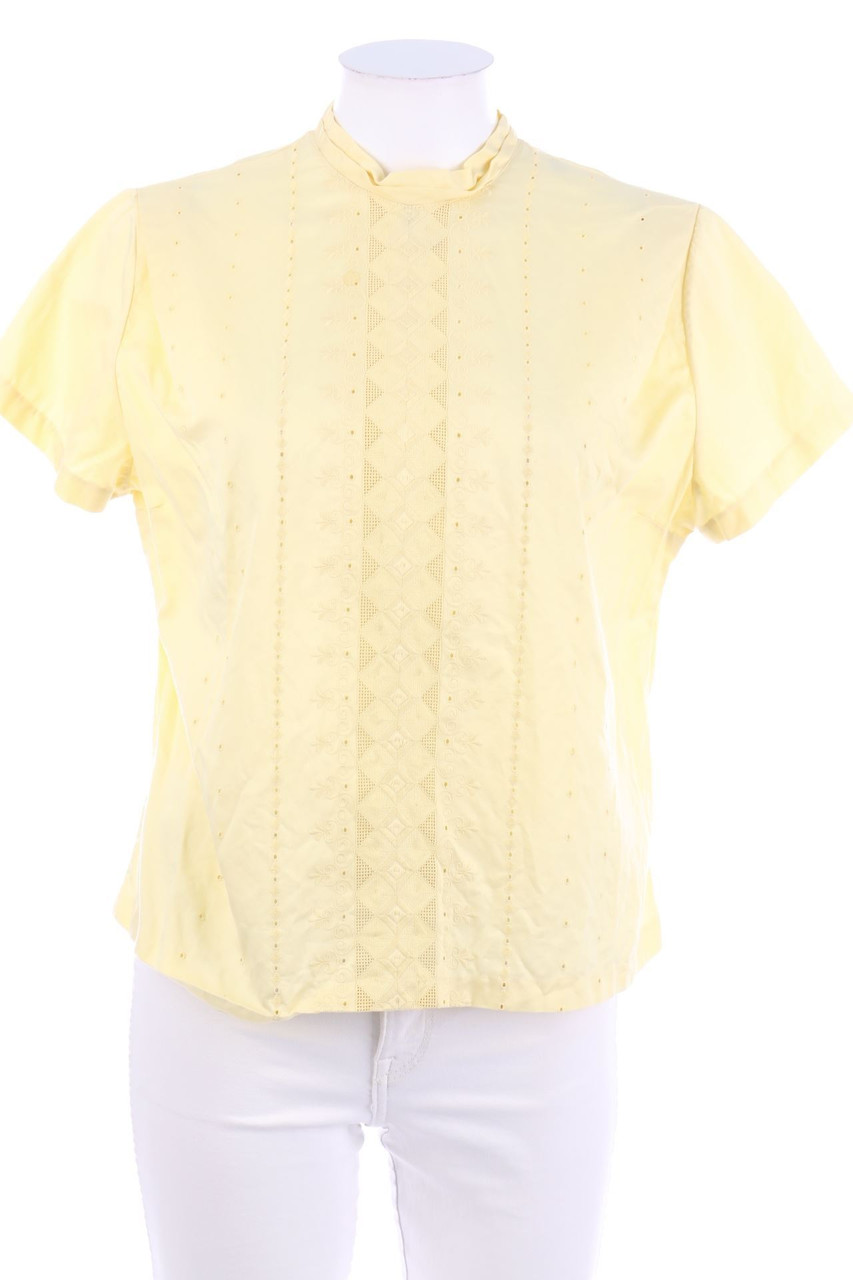 swiss - Kurzarm-Bluse mit Stickereien - D 40
