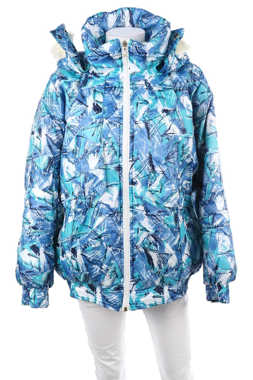 VINTAGE - wattierte Jacke mit Fake Fur-Besatz - XL