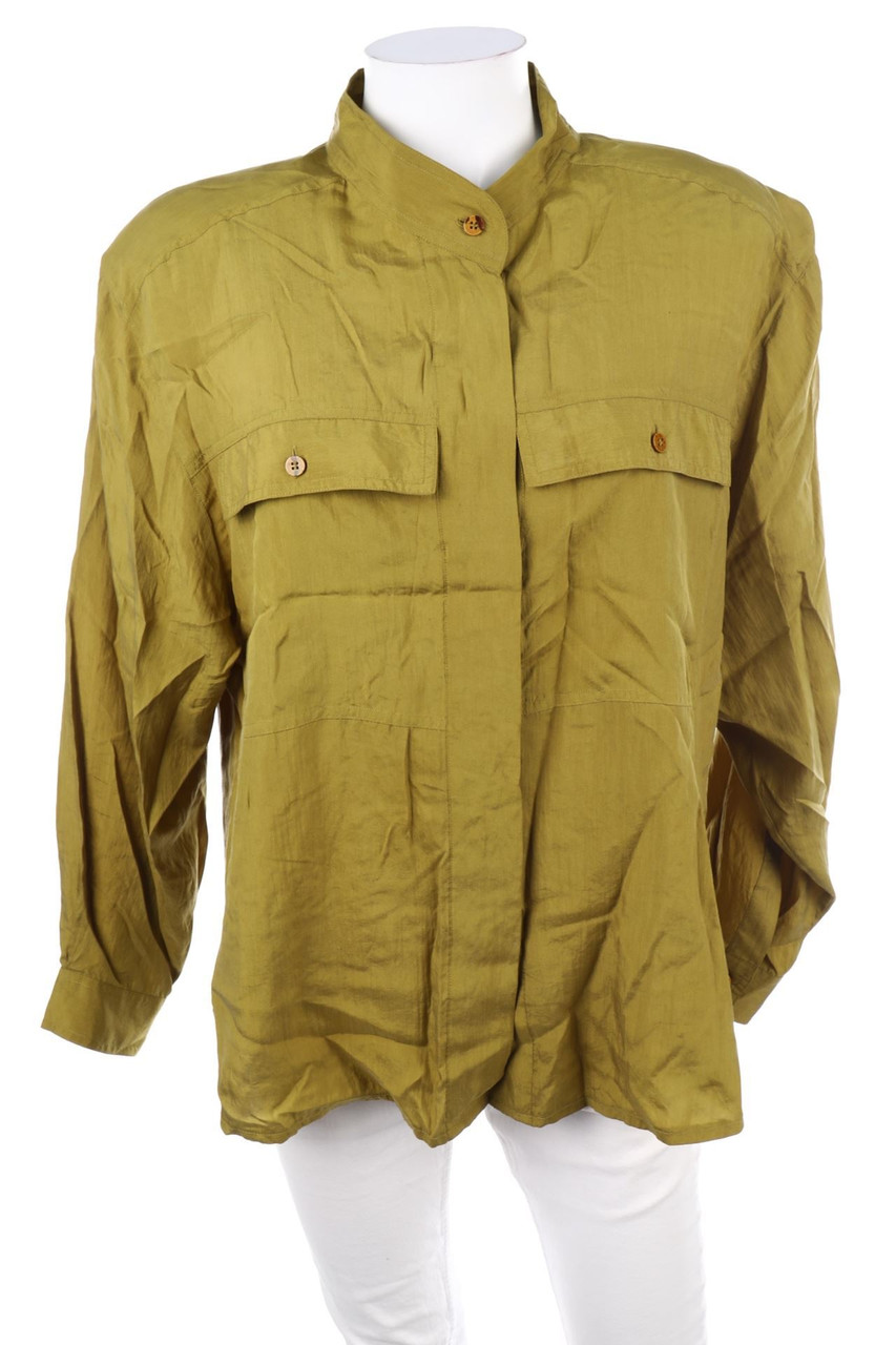VINTAGE - Seiden-Bluse mit aufgesetzten Taschen - D 46