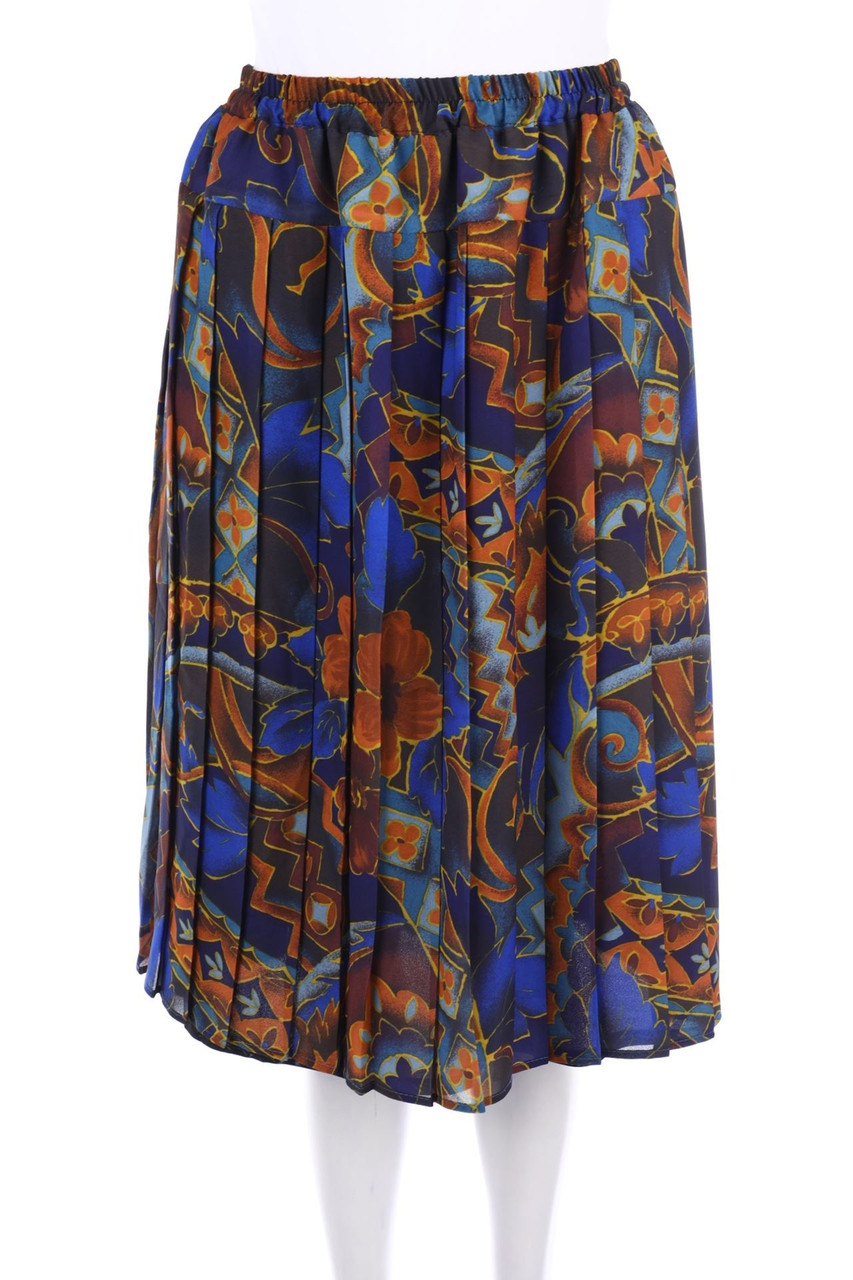 VINTAGE - Falten-Rock mit Print - S