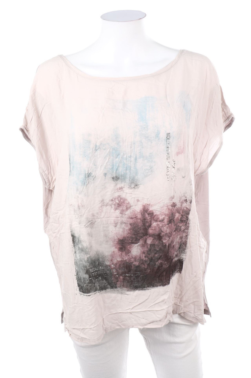 CARTOON - Kurzarm-Bluse mit Print - D 44-46