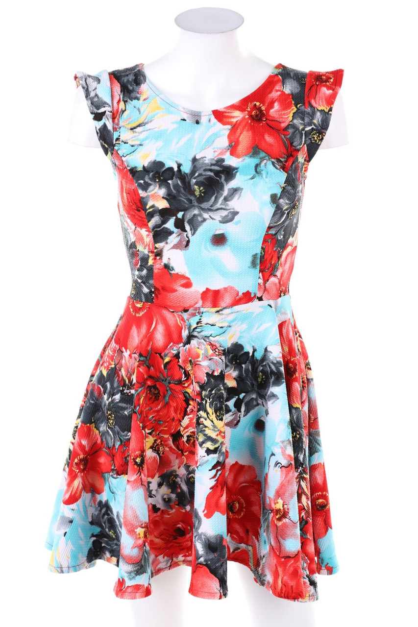 SECONDHAND - Skater-Kleid mit Blumen-Print - D 34