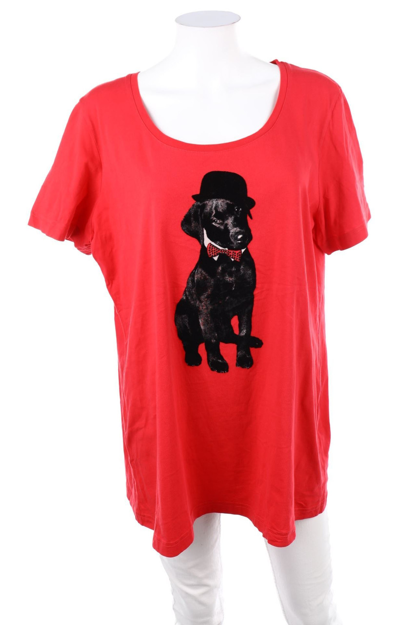 Ulla Popken - Kurzarm-Shirt mit Flock-Print - XXXXXL