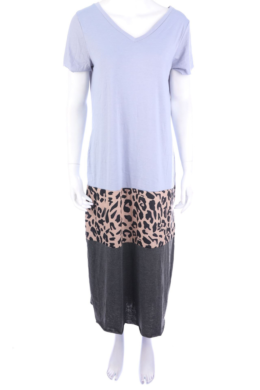 Ohne Label - Maxi-Kleid mit Animal-Print - M