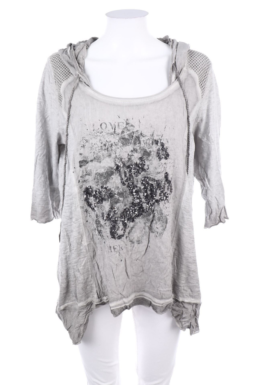 tredy - Kapuzen-Shirt mit Pailletten - D 42