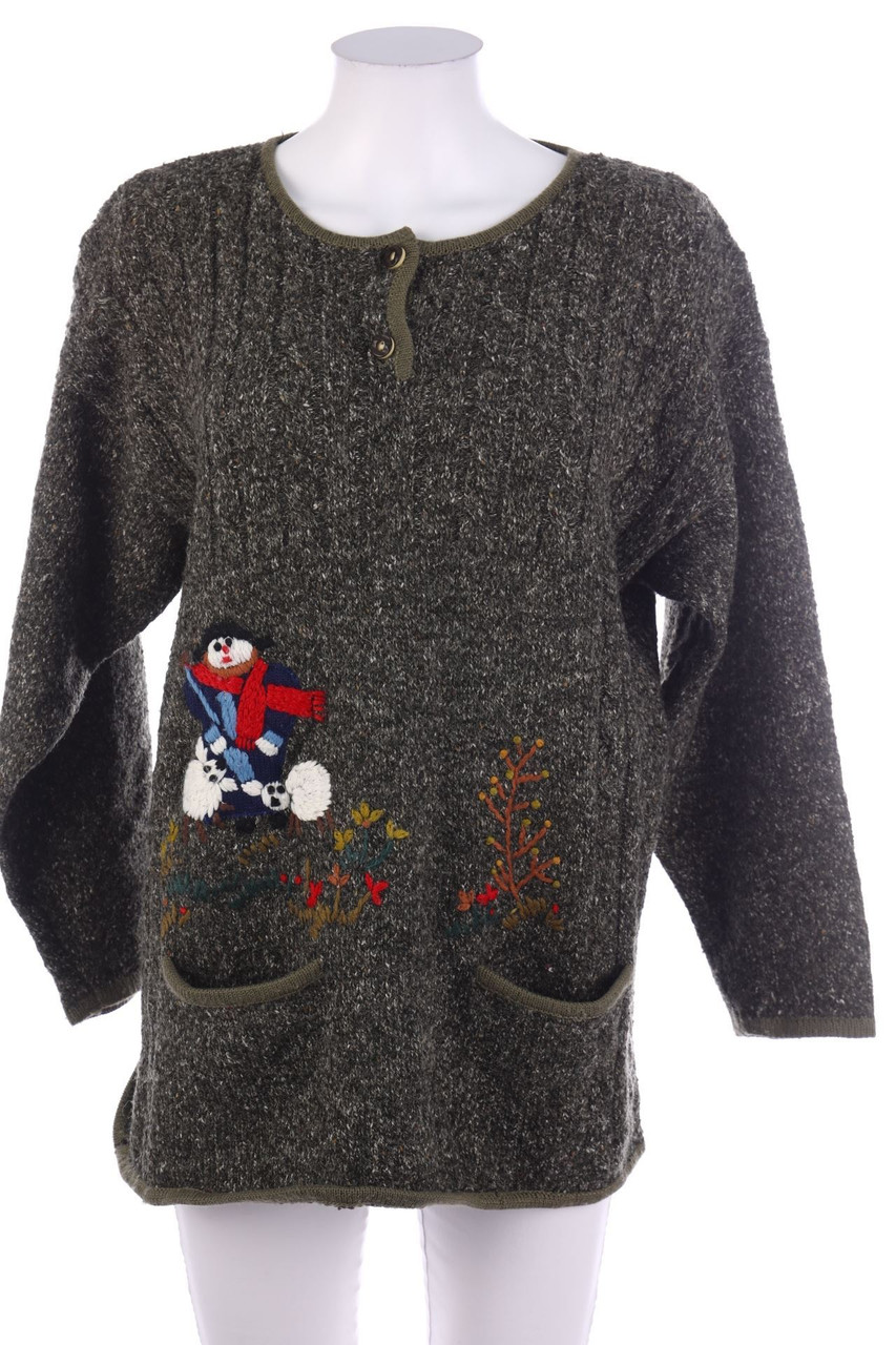 blue seven - Strick-Pullover mit Stickereien - M