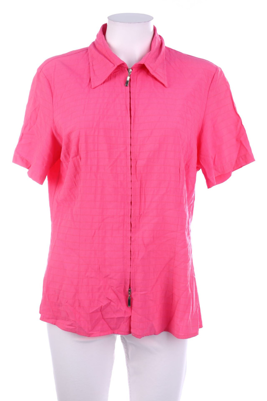 VINTAGE - Zipper-Hemd-Bluse mit kurzem Ärmel - XL