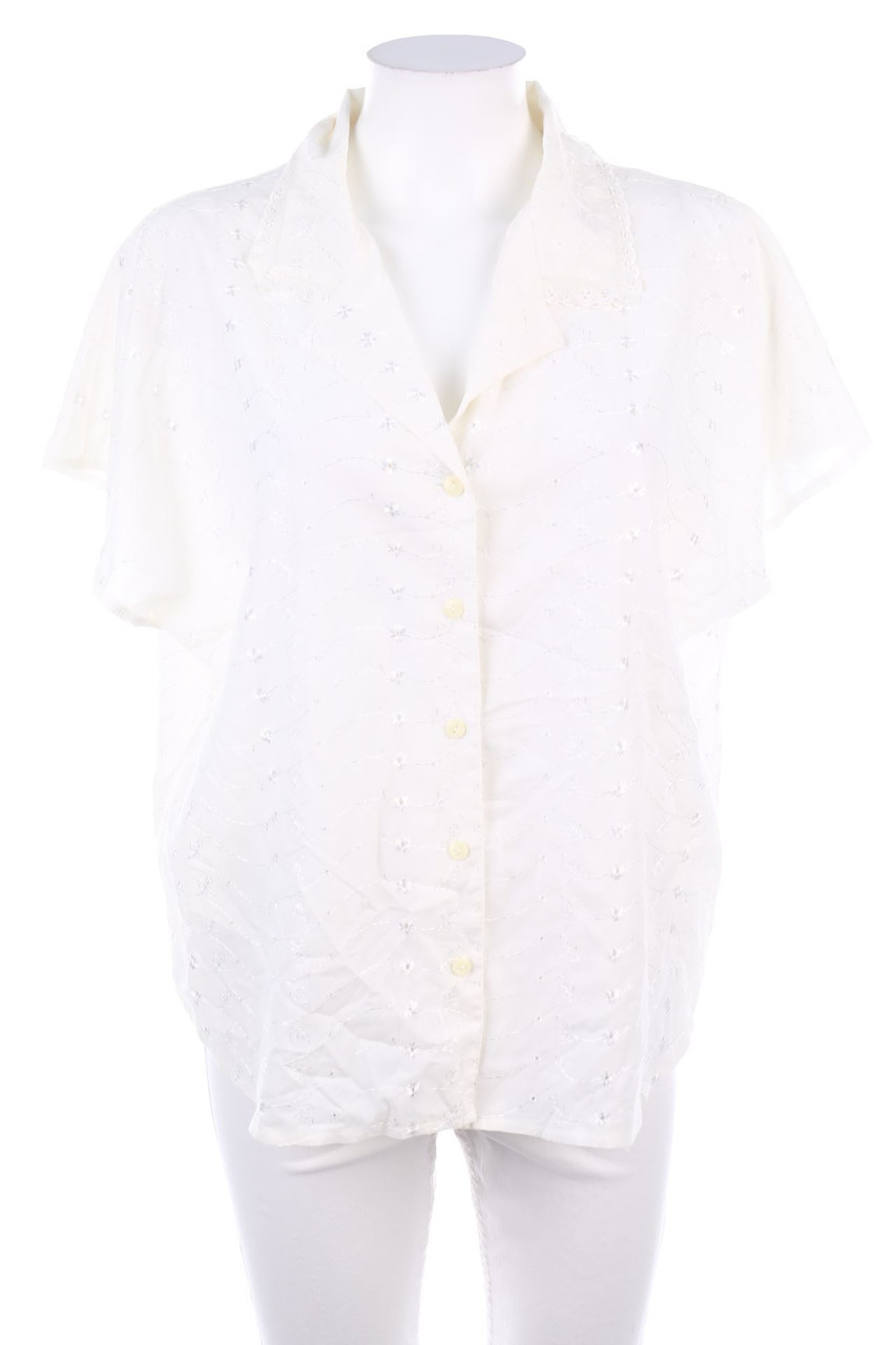 C&A - Vintage-Kurzarm-Bluse aus Lochspitze - D 46