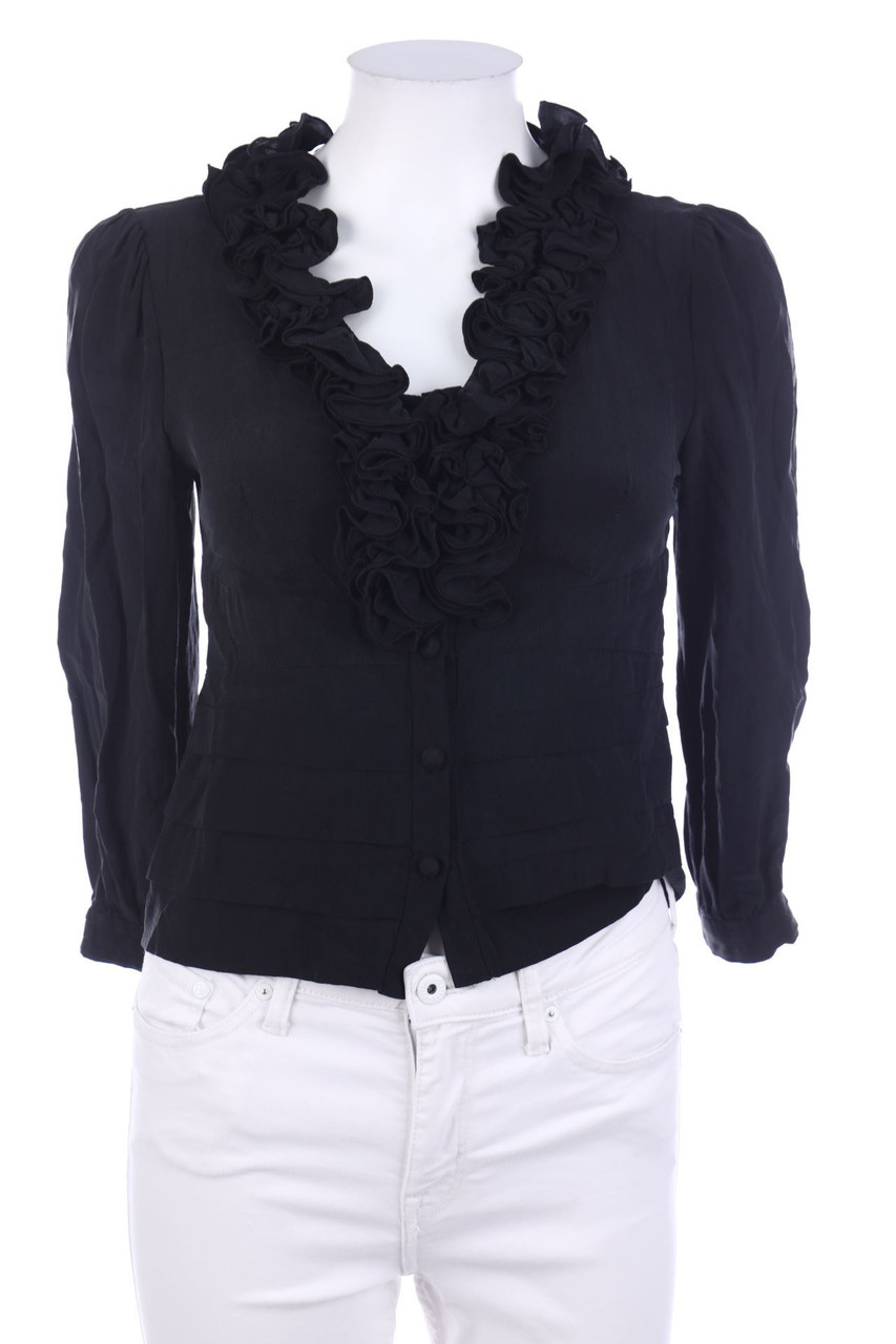 Ohne Label - Bluse mit 3/4-Ärmel mit Volants - XS