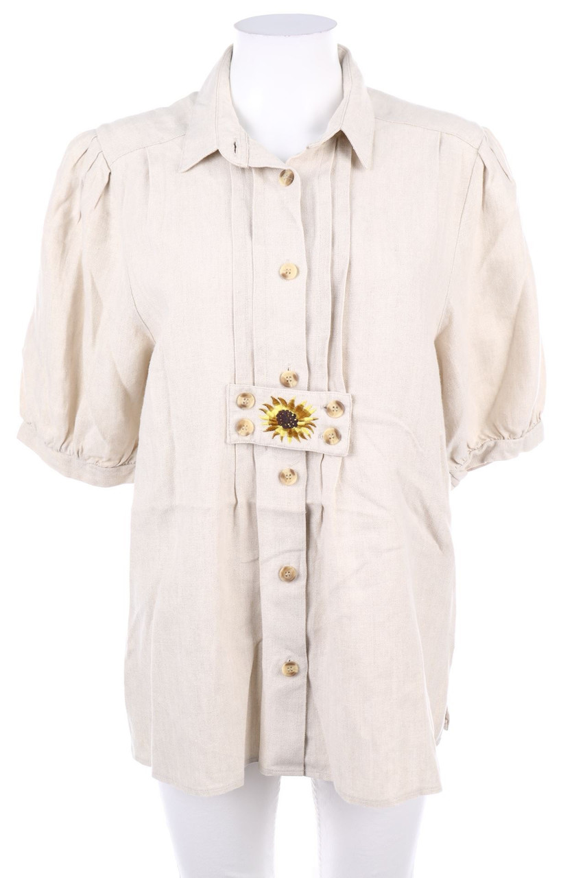 Ohne Label - Trachten-Bluse aus Leinen - D 44