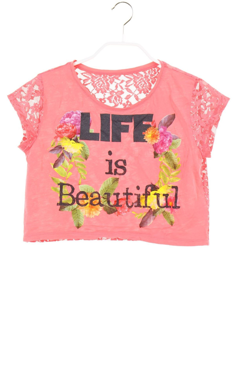 here+there C&A - Cropped-Print-T-Shirt mit Spitze - 146