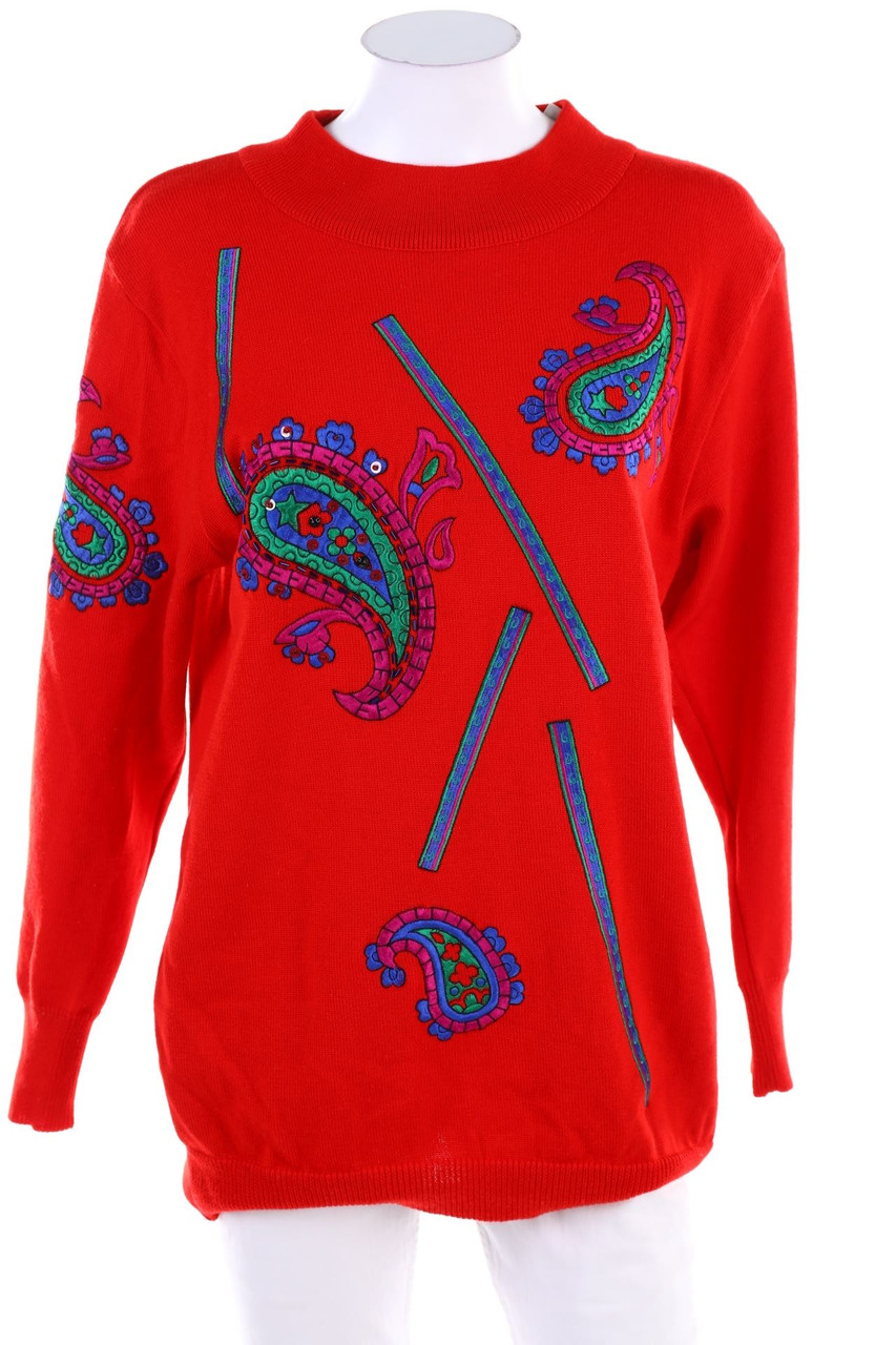 VINTAGE - Strick-Pullover mit Stickereien - XL