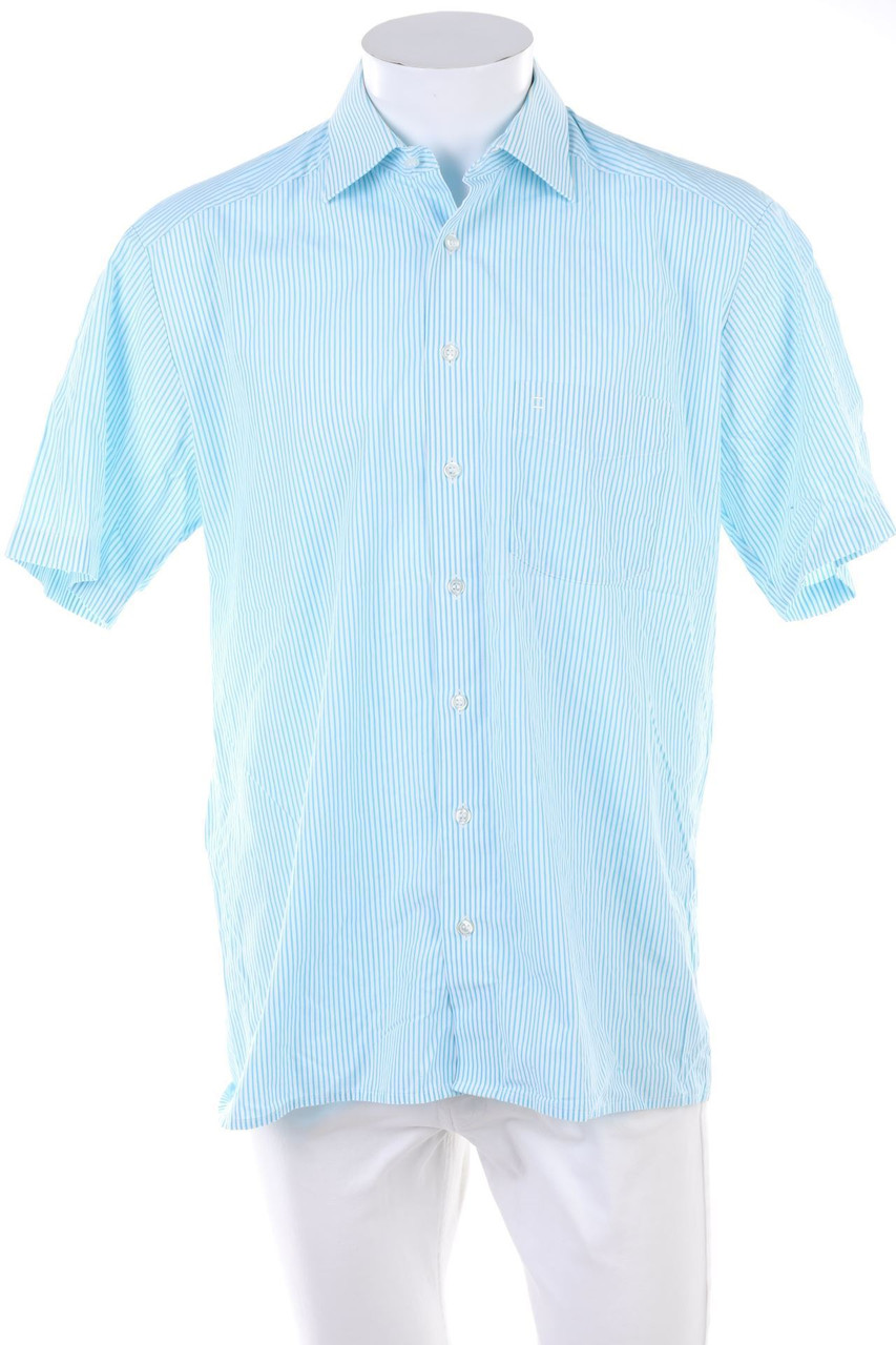 OLYMP - Streifen-Kurzarm-Hemd mit Logo-Stickerei - 39